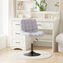 Light Grey Soft Fabric Dressing Table Chair - thumbnail 4