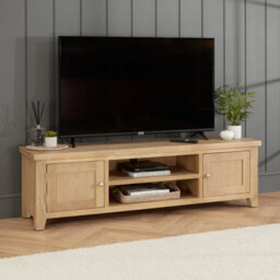 The Furniture Market Cheshire Whitewash Oak Extra Large Tv Stand Unit Up To 80 Widescreen Size - thumbnail 2