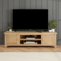 The Furniture Market Cheshire Whitewash Oak Extra Large Tv Stand Unit Up To 80 Widescreen Size