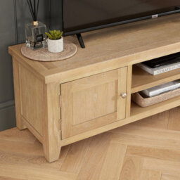 The Furniture Market Cheshire Whitewash Oak Extra Large Tv Stand Unit Up To 80 Widescreen Size - thumbnail 4