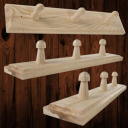 Woodeedoo Set Of 2 Wooden Coat Hooks Wall Mounted 3 Pegs Each Unpainted Pine Rack For Wall Or Door 28 X 6 X 5.5 Cm Per Unit - thumbnail 3