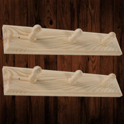 Woodeedoo Set Of 2 Wooden Coat Hooks Wall Mounted 3 Pegs Each Unpainted Pine Rack For Wall Or Door 28 X 6 X 5.5 Cm Per Unit