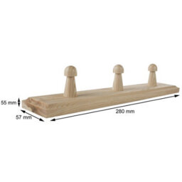 Woodeedoo Set Of 2 Wooden Coat Hooks Wall Mounted 3 Pegs Each Unpainted Pine Rack For Wall Or Door 28 X 6 X 5.5 Cm Per Unit - thumbnail 8