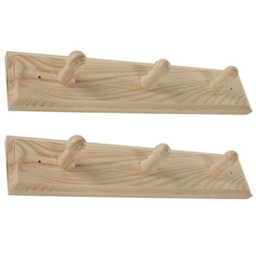 Woodeedoo Set Of 2 Wooden Coat Hooks Wall Mounted 3 Pegs Each Unpainted Pine Rack For Wall Or Door 28 X 6 X 5.5 Cm Per Unit - thumbnail 9