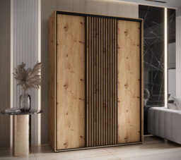 Arte Contemporary Sapporo Sliding Door Wardrobe 180Cm - Oak Artisan (H)2050mm X (W)1800mm X (D)600mm - thumbnail 3