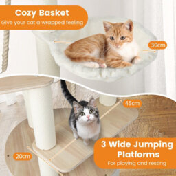 Costway 141Cm Tall Wooden Cat Tree Indoor Cats Multi-Level Kitten Tower - thumbnail 7