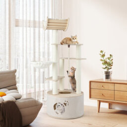 Costway 141Cm Tall Wooden Cat Tree Indoor Cats Multi-Level Kitten Tower - thumbnail 4