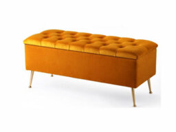 180Cm Amara Chesterfield Ottoman Storage Bench - Plush Velvet Shoes Bench - Burnt Orange Upholstery Footstool Storage With Legs - thumbnail 3