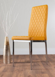 Furniturebox Pivero White High Gloss Dining Table And 4 Mustard Milan Chairs Set - thumbnail 8