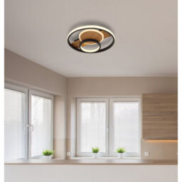 Luminosa Lighting Luminosa Pikara 34.5Cm Integrated Led Semi Flush Ceiling Light Wood Look 3X Led 3000K - thumbnail 6