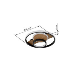 Luminosa Lighting Luminosa Pikara 34.5Cm Integrated Led Semi Flush Ceiling Light Wood Look 3X Led 3000K - thumbnail 8