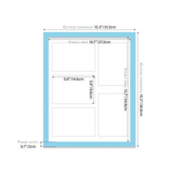 14X11 Inch 5 Opening Photo Collage Frame, Display Five 6X4 Inch Photos, Multi Aperture Family Picture Frame, Light Blue - thumbnail 4