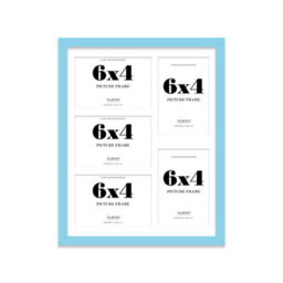 14X11 Inch 5 Opening Photo Collage Frame, Display Five 6X4 Inch Photos, Multi Aperture Family Picture Frame, Light Blue - thumbnail 2