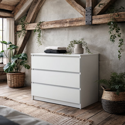 Wyld Haus Budapest 3-Drawer White Gloss Chest Of Drawers, Compact Wooden Storage - image 1