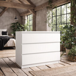 Wyld Haus Budapest 3-Drawer White Gloss Chest Of Drawers, Compact Wooden Storage - thumbnail 2