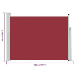 Walplus Patio Retractable Side Awning Garden Sun Shade Canopy Gazebo For Back Door, Porch, Patio 100X500 Cm Red - thumbnail 8
