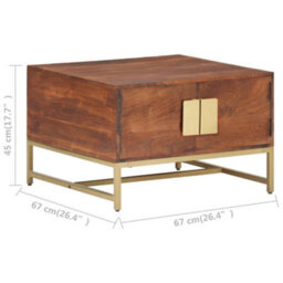 Berkfield Rustic Coffee Table Honey Brown 67X67X45 Cm Solid Acacia Wood - thumbnail 7