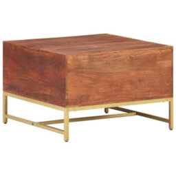 Berkfield Rustic Coffee Table Honey Brown 67X67X45 Cm Solid Acacia Wood - thumbnail 4