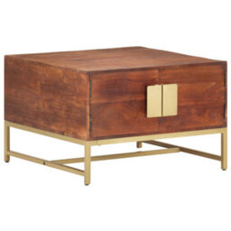Berkfield Rustic Coffee Table Honey Brown 67X67X45 Cm Solid Acacia Wood - thumbnail 9