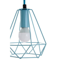 Orsina Modern Pastel Blue Pendant Light, Open Frame Hanging Lamp With Exposed Bulb Design, Compact Ceiling Fixture - thumbnail 5