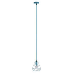 Orsina Modern Pastel Blue Pendant Light, Open Frame Hanging Lamp With Exposed Bulb Design, Compact Ceiling Fixture - thumbnail 4
