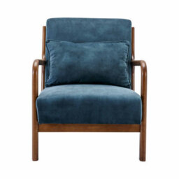 Sweeek - Scandi-Style Armchair In Velvet And Light Walnut-Stained Hevea Wood 65X80X79 Cm - Lorens Velvet - thumbnail 4