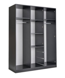 Arte Wardrobe Lati D3 Black And Oak Viking With Mirror - Stylish Storage With Drawers, Shelves & Hanging Rails - thumbnail 3