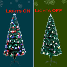 Shatchi 4Ft/120Cm Pastel Stars And Baubles Fibre Optic Christmas Tree Led Pre-Lit - thumbnail 8