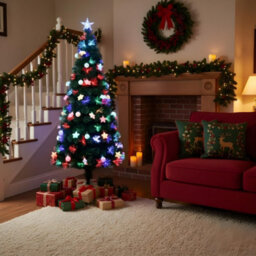 Shatchi 4Ft/120Cm Pastel Stars And Baubles Fibre Optic Christmas Tree Led Pre-Lit - thumbnail 6