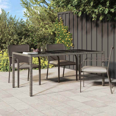 Berkfield Garden Dining Table Grey 190X90X75 Cm Poly Rattan - image 1