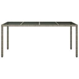 Berkfield Garden Dining Table Grey 190X90X75 Cm Poly Rattan - thumbnail 3