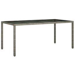 Berkfield Garden Dining Table Grey 190X90X75 Cm Poly Rattan - thumbnail 2