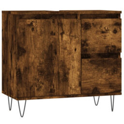 Berkfield 3 Piece Bathroom Furniture Set Smoked Oak Engineered Wood - thumbnail 9