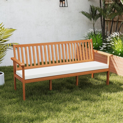 Gainoom Outdoor Acacia Wood Bench 3-Seat Patio Bench With Removable Seat Cushion - image 1