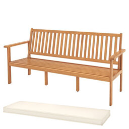 Gainoom Outdoor Acacia Wood Bench 3-Seat Patio Bench With Removable Seat Cushion - thumbnail 9