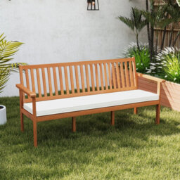 Gainoom Outdoor Acacia Wood Bench 3-Seat Patio Bench With Removable Seat Cushion - thumbnail 1