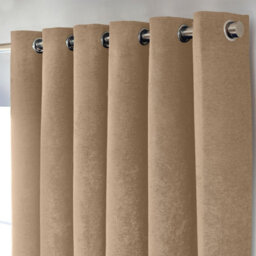 Luxury Living Chenille Blackout Eyelet Curtains Thermal Triple Weave Pair Beige - thumbnail 2
