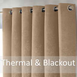 Luxury Living Chenille Blackout Eyelet Curtains Thermal Triple Weave Pair Beige - thumbnail 3