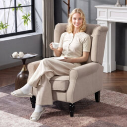 Homcom Accent Armchair Home Furniture Retro Tufted Club Wood Fabric, Beige