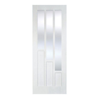 Lpd Coventry Clear Glazed Modern White Internal Chipboard Door, (H)1981mm (W)686mm (T)35mm