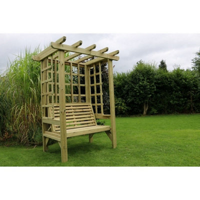 Churnet Valley Garden Furniture Ltd Beatrice Arbour - Sits 2 - L90 X W120 X H210 Cm - Minimal Assembly Required - Set Of Waterproof Cushions Included - image 1