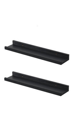 Spot On Dealz 48Cm Floating Shelves Set Of 2 Wall Shelves Photo Shelves Black - image 1