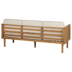 Beliani 3-Seater Garden Sofa In Acacia Wood With Light Beige Cushions, W179 X D65 X H76Cm - thumbnail 5