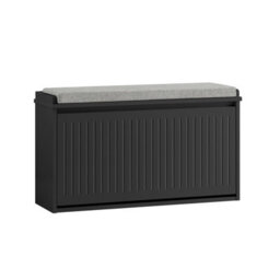 Sobuy Fsr98-L-Sch, Shoe Storage Bench With Cushion - Shoe Rack & Cabinet With Flip Drawers,black,w80Xd26Xh45