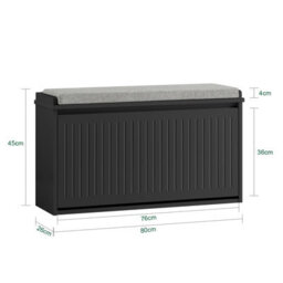 Sobuy Fsr98-L-Sch, Shoe Storage Bench With Cushion - Shoe Rack & Cabinet With Flip Drawers,black,w80Xd26Xh45 - thumbnail 3