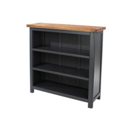 Core Products Dunkeld Low Midnight Blue Bookcase With Wooden Top, H90.0Cm X W90.0Cm X D30.0Cm