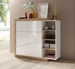 Arte Chic Sintra 45 Sideboard Cabinet 150Cm - White Gloss & Oak Sandal: Versatile Storage Solution For Modern Living Spaces - thumbnail 3