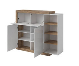 Arte Chic Sintra 45 Sideboard Cabinet 150Cm - White Gloss & Oak Sandal: Versatile Storage Solution For Modern Living Spaces - thumbnail 2