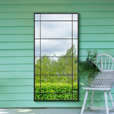 Mirroroutlet The Tabula Black Metal Framed Window Wall Or Leaner Garden Mirror 160Cm X 80Cm - image 1