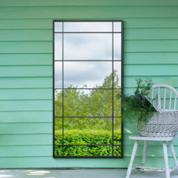 Mirroroutlet The Tabula Black Metal Framed Window Wall Or Leaner Garden Mirror 160Cm X 80Cm - thumbnail 1